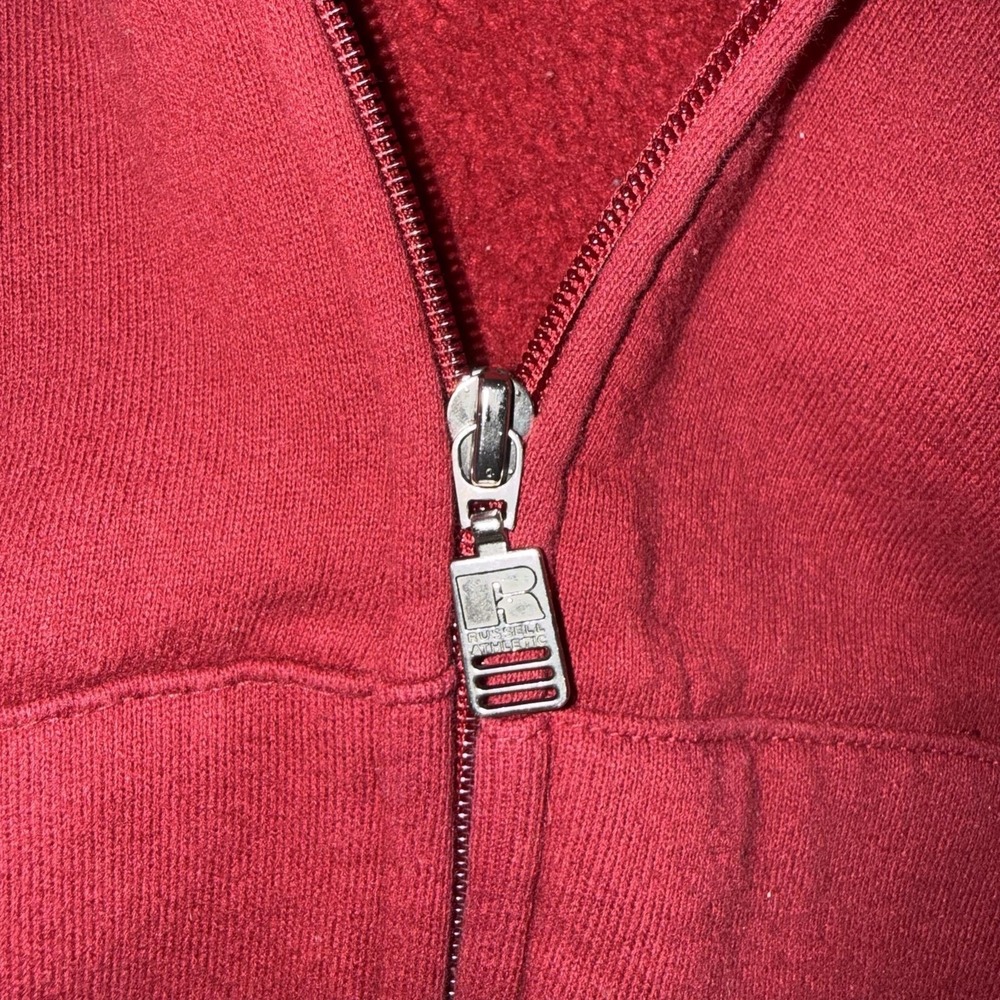 Vintage Russell Athletic Hoodie Youth XL Red Full Zip Fleece FS Logo Made USA - Picture 9 of 13